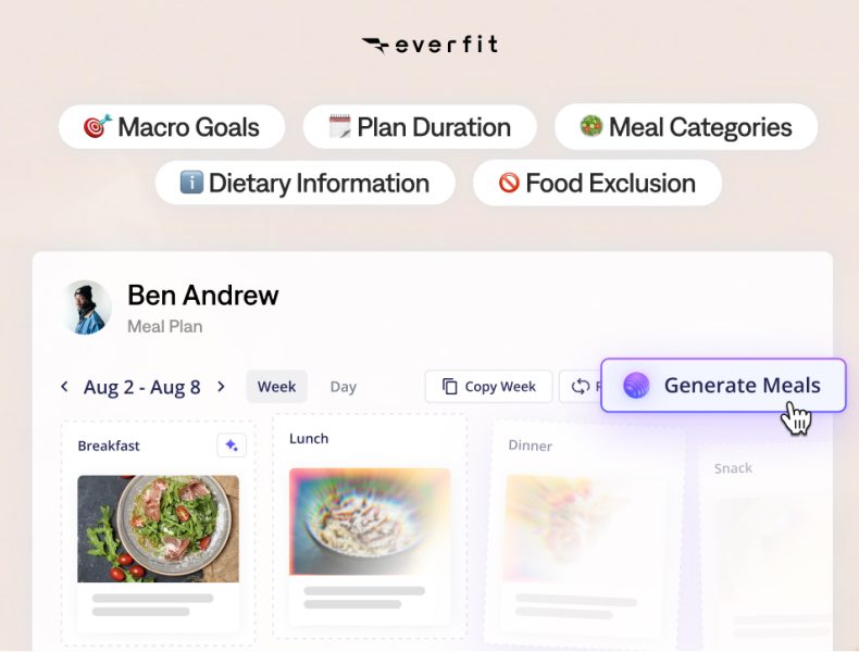 Everfit’s Meal Plan Generator: Personalized Nutrition Coaching Without the Manual Work